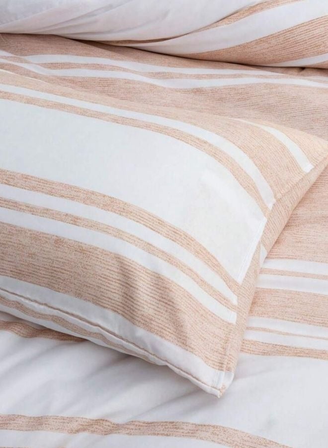 LUNA Home Single Size 4 Pieces set (1 Duvet cover - 160*210cm. 1 Fitted sheet - 100*200+30cm. 2 Pillow cases - 50*75cm. ). Bedding set suitable for kids bedroom Striped print without filling for single bed - Image 3